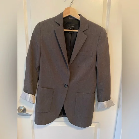 Mango | Structured Wool Suit Jacket | Grey | Size 6 | Blazer | Inner lining - Picture 3 of 9